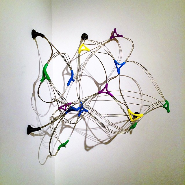 Recent wall mounted sculpture shown at Lost & Foundry Gallery. 3D printed joints and stainless steel rod. #almostscientific